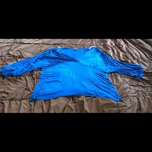 Dots 3xl scrunch shoulder blue top. Cute